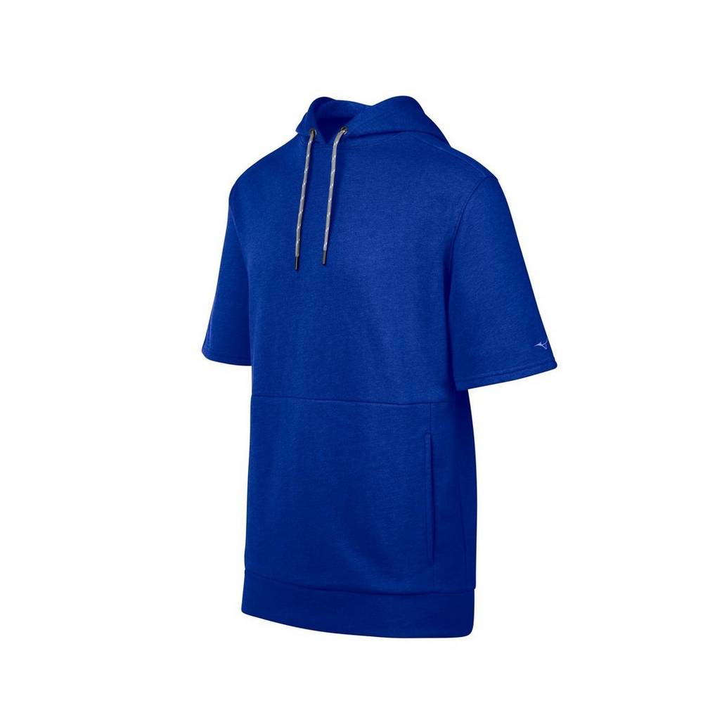 Felpa Con Cappuccio Mizuno Game Time Short Sleeve Uomo - Blu Reale - 30748-XVUE